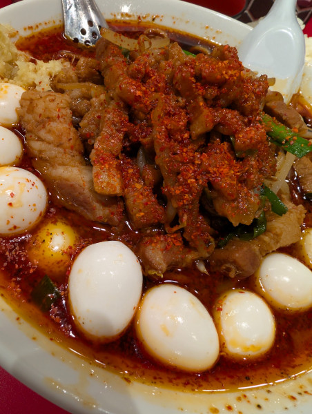 「火の玉セット・まさお3増し」@すず鬼直伝スタミナらーめん かわさ鬼の写真