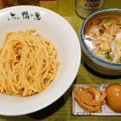 鴨汁つけそば（上）＋生ジョッキ缶