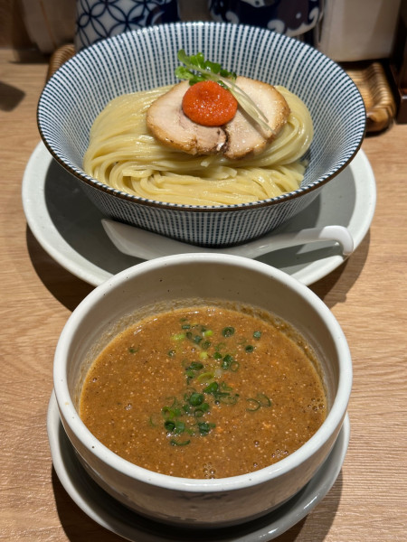 「【限定】明太子つけ麺(大)【1320円】」@鯛塩そば 灯花 せいせき京王聖蹟桜ヶ丘ショッピングセンター店の写真