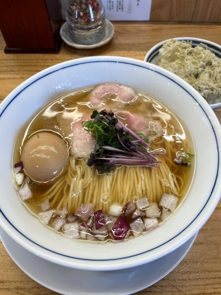 「淡麗かつおそば（しお）味玉¥1,100+とろろ昆布ごはん」@鰹そば田ヶ久保の写真
