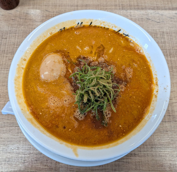 「担々麺　煮玉子（麺少なめ、1200円）」@麺庵ちとせの写真