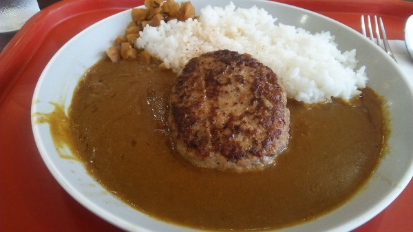 「フォンドボーカレー M 600円＋ハンバーグ 380円」@カレーの王様 市ヶ谷店の写真
