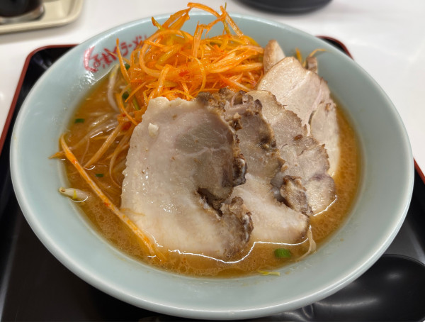 「ねぎ味噌チャーシューメン」@くるまやラーメン 埼玉吉川店の写真