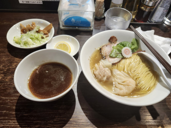 「つけて食べる支那ソバ+ニコニコワンタン」@あんくるていの写真