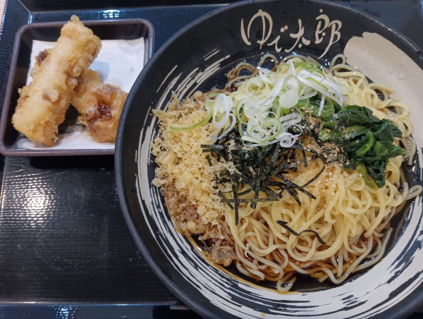 「朝ラー・冷+太刀魚のちくわ天(¥450+クーポン)」@ゆで太郎 中野坂上店の写真