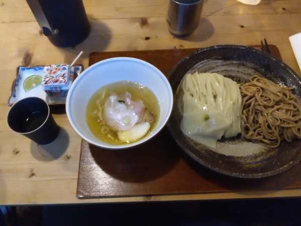 「つけめん(塩)(1950円)+スープ割出汁(焙煎小麦茶付き)」@Ramen FeeLの写真
