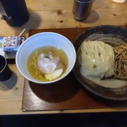 つけめん(塩)(1950円)+スープ割出汁(焙煎小麦茶付き)