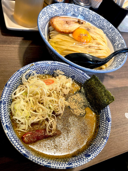 「釜玉カレーつけ麺 大+ネギ」@狼煙 〜NOROSHI〜の写真