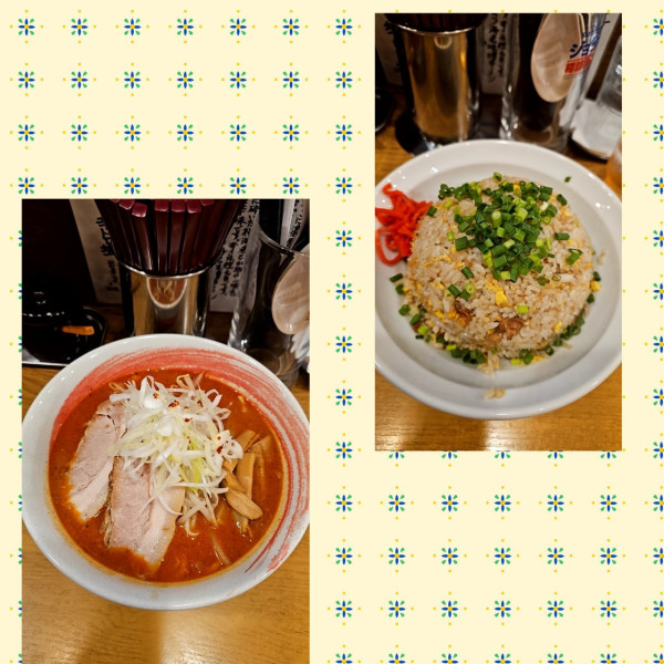「辛味噌ラーメン（エビ）＋チャーハン（大）」@麺処 慶の写真