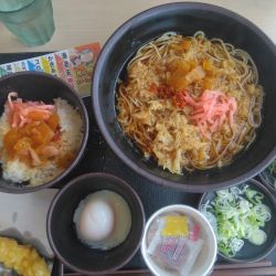 朝そば”納豆”500円、クーポンで海老天150円が無料