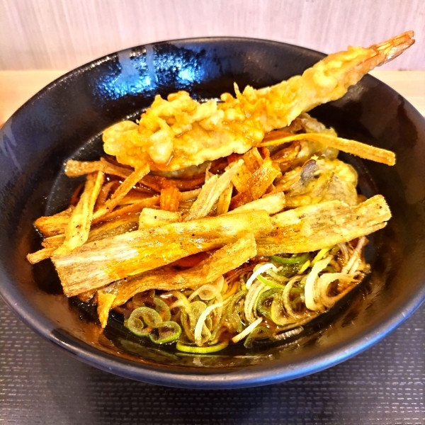 「【季節限定】舞茸ごぼうそば（￥750）＋海老天（クーポン）」@ゆで太郎 大森駅前店の写真