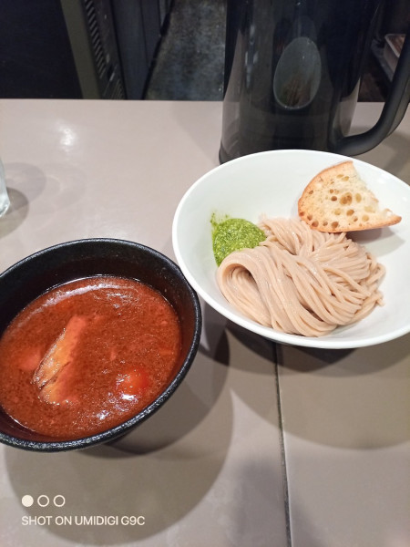 「海老トマトつけ麺（麺少なめ）」@つけ麺 五ノ神製作所の写真