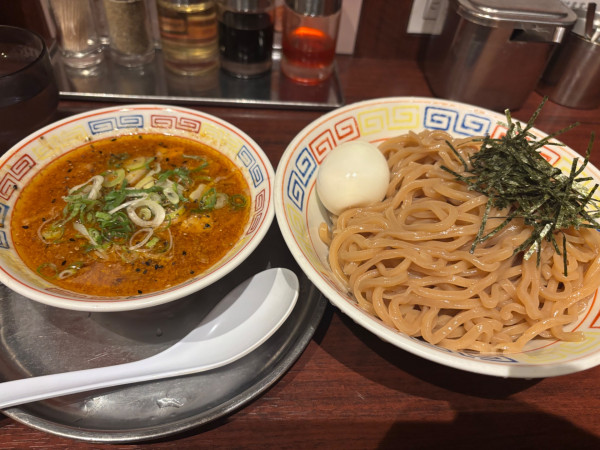 「辛味噌つけそば大盛 ゆで卵」@紀州和歌山ラーメン まっち棒 溝の口店の写真