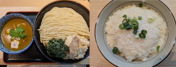 「【限定】カレーつけ麺(横綱)1500円+おじっと飯250円」@らー麺土俵 鶴嶺峰の写真