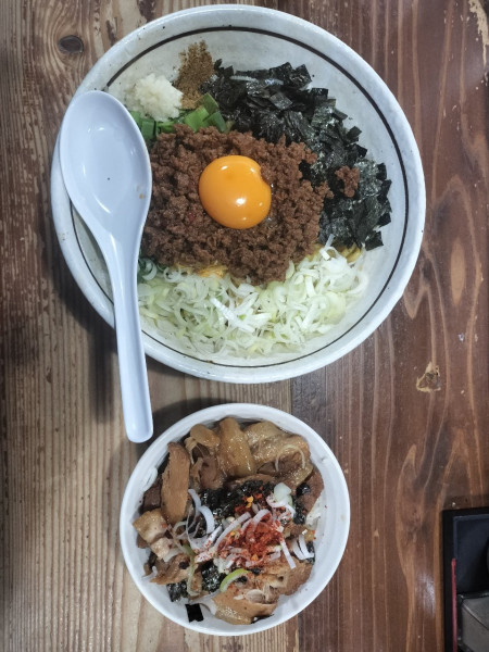 「混ぜそば+トロ豚めし」@麺 酒 やまのの写真