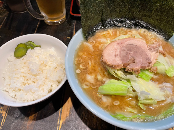 「キャベツラーメン、ライス」@らーめんありがた家の写真