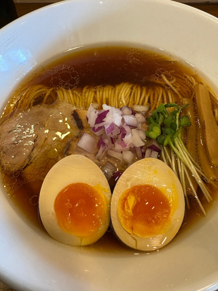 「らあめん(細麺)+たまごトッピング」@麺処 廣木の写真