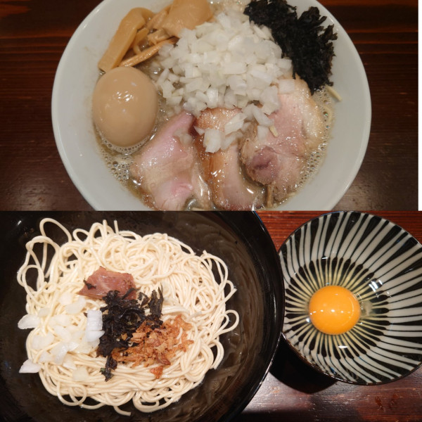「特製煮干し+玉ねぎ　和え玉+生卵」@麺rabo万歳の写真