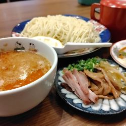 【昼】坦々つけソバ+ワンタン皿