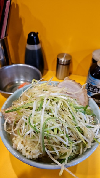 「プチ二郎＋ネギ＋生たまご＋しょうが」@ラーメン二郎 八王子野猿街道店2の写真
