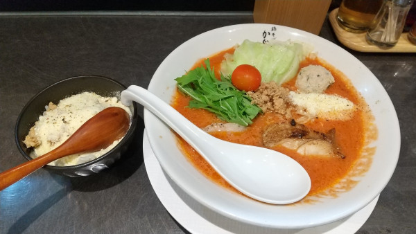 「特製トマト塩鶏そば+チーズリゾット」@鶏そば かぐら屋 上野御徒町店の写真