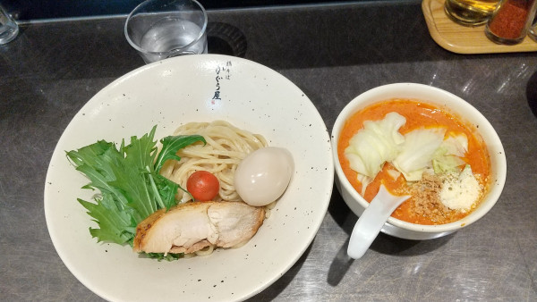 「味玉トマト塩つけ麺+チーズリゾット」@鶏そば かぐら屋 上野御徒町店の写真