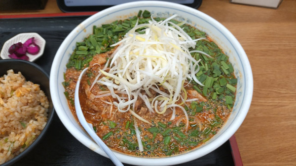 「ニラそば(大盛・ニラ追加・Bセット・1300円)」@福しん 鷺ノ宮店の写真