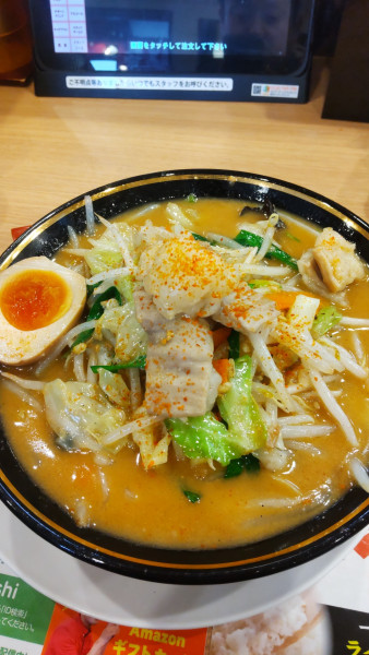 「モツ煮込み味噌ラーメン(小盛り+半玉)」@大志軒 白河店の写真