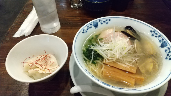 「貝出汁塩ラーメン+水餃子」@貝料理 梵厨の写真