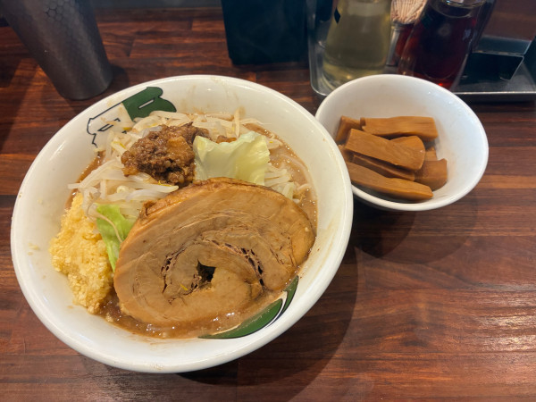 「濃厚雷そばミニ　メンマ」@雷 北松戸本店の写真