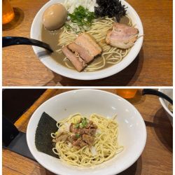 濃厚煮干しそば+味玉+玉ねぎと混ぜそば