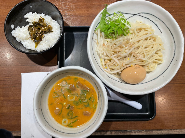 「かぼす風味つけ麺、高菜ごはん」@由丸 溜池店の写真