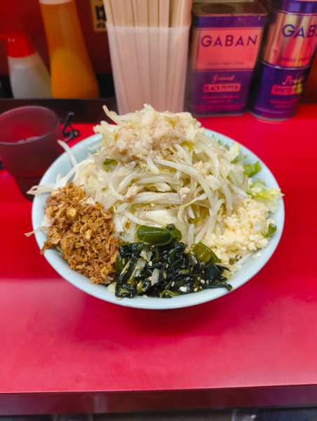 「小豚+ネギ汁なし 麺少な目　1240円」@ラーメン二郎 中山駅前店の写真