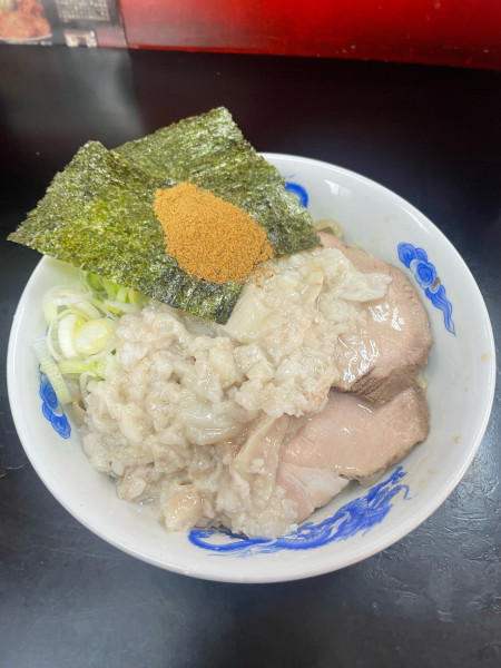 「まぜそば中身入りダブル」@手打ち中華そば 酒田 河原町店の写真