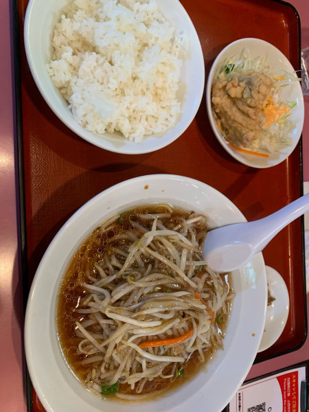 「もやしラーメン定食　990円」@中華料理 又来軒 福山本店の写真