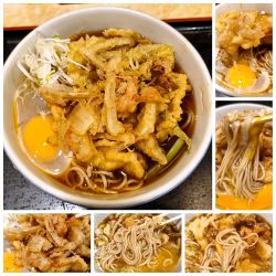 かき揚げそば＋生卵＝¥560