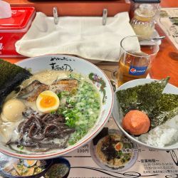 進化系久留米らーめん味付け玉子トッピングと明太子めし