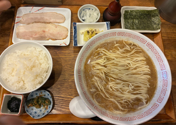 「濃厚炭火焼定食鯵　1300円」@炭火焼濃厚中華そば 大覇道の写真
