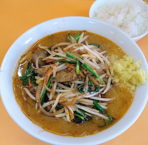 「ニラレバ辛味噌ラーメン＋半ライス」@NEW Akkeyラーメンの写真