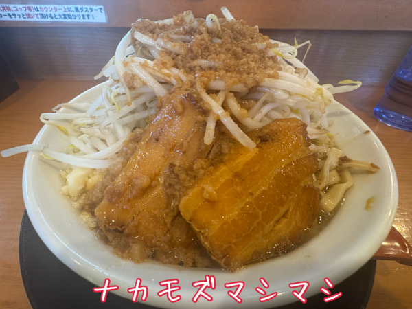 「ラーメンポン酢・大ヤサイマシニンニク少なめ(1200円)」@G系ラーメン ナカモズマシマシの写真