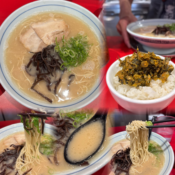 「本場博多ラーメン+ライス（¥700+ランチタイムサービス)」@本場博多ラーメン せまかっちゃん 神田店の写真