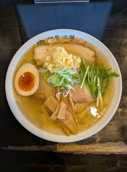 「塩ラーメン + ニンニク」@手打ち中華蕎麦 麺屋 工藤の写真