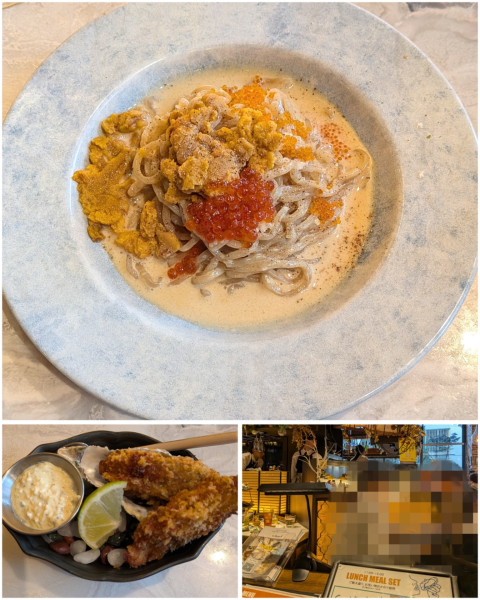 「雲丹いくらのせ濃厚クリームうに麺」@新宿オイスターバーワーフの写真