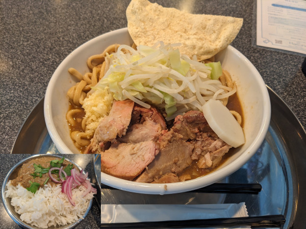 「スパイスラーメン（極太）+豚マシ+ミニカレー」@Hasuna SPICE RAMEN & Indian CURRYの写真