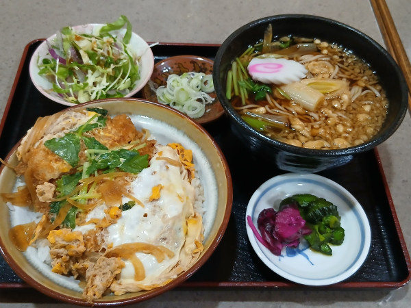 「半たぬき蕎麦と半かつ丼セット 1200円」@蕎麦処 とさきやの写真