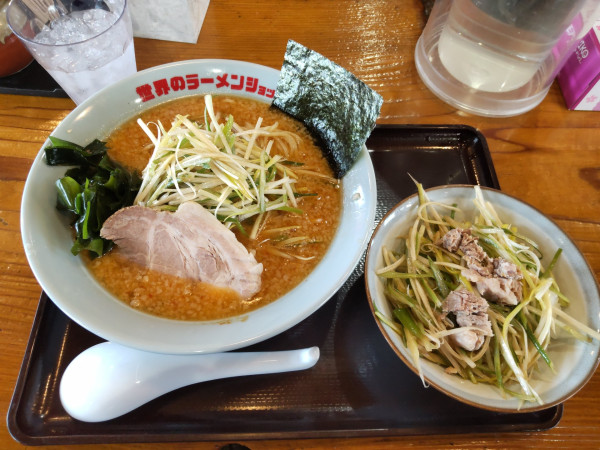 「松雪セットA(ネギラーメン＋ネギ丼)味噌変更」@世界のラーメンショップ 松雪の写真