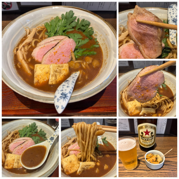 「【20食限定】赤味噌と鴨胸肉1400円赤星ビール650円」@メンドコロ Kinariの写真