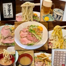 油そば(塩)+肉増し+生たまご+ビール