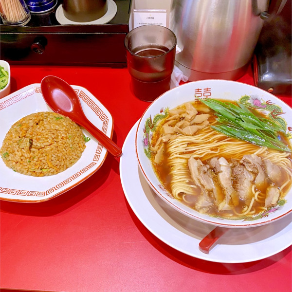 「半チャーハン定食（かしわそば）¥1200」@中華そば ふじい 新中野店の写真