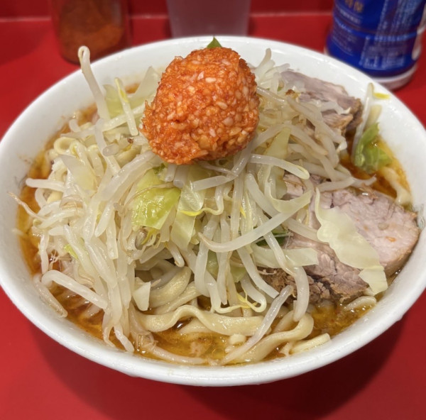 「小ラーメン(ヤサイ、カラメ)+発汗、ニンニク醬」@ラーメン二郎 生田駅前店の写真